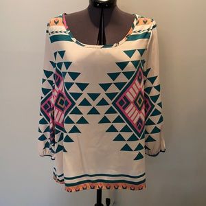 Aztec Print Blouse Size M